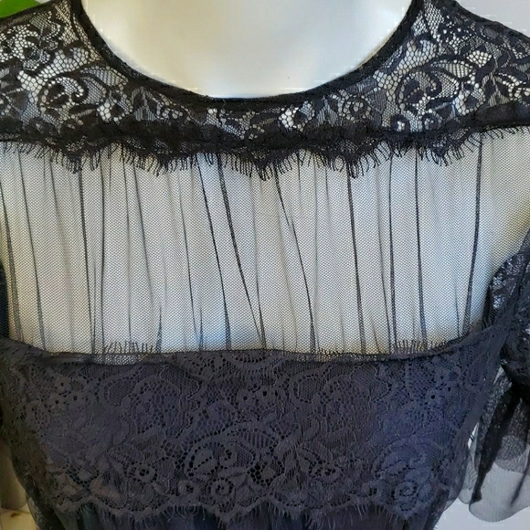 Zara black lace short-sleeved dress, size S - Picture 4 of 12